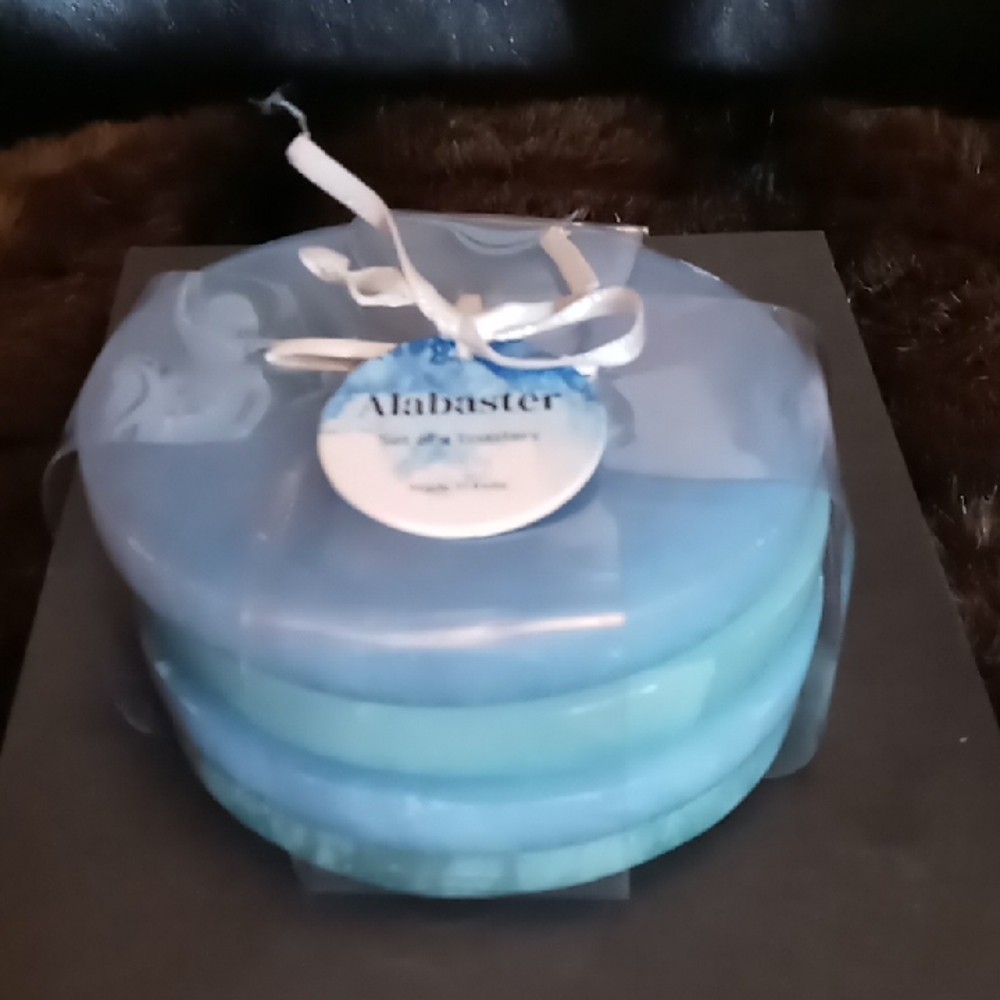 Alabaster Sea Blue And Green Coasters Set - NWT
